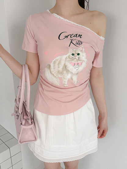 キャットプリントTシャツ