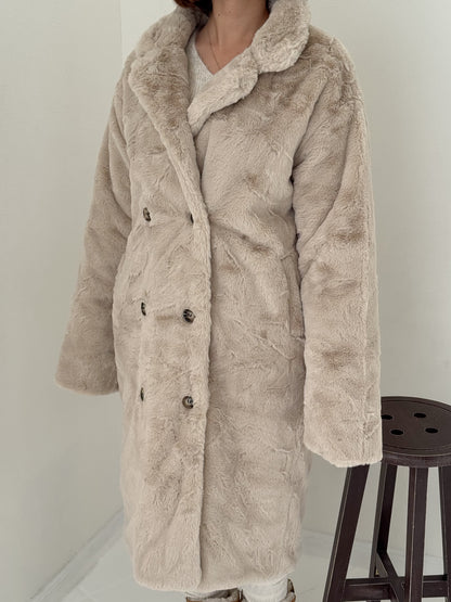 フェイクファーロングコート