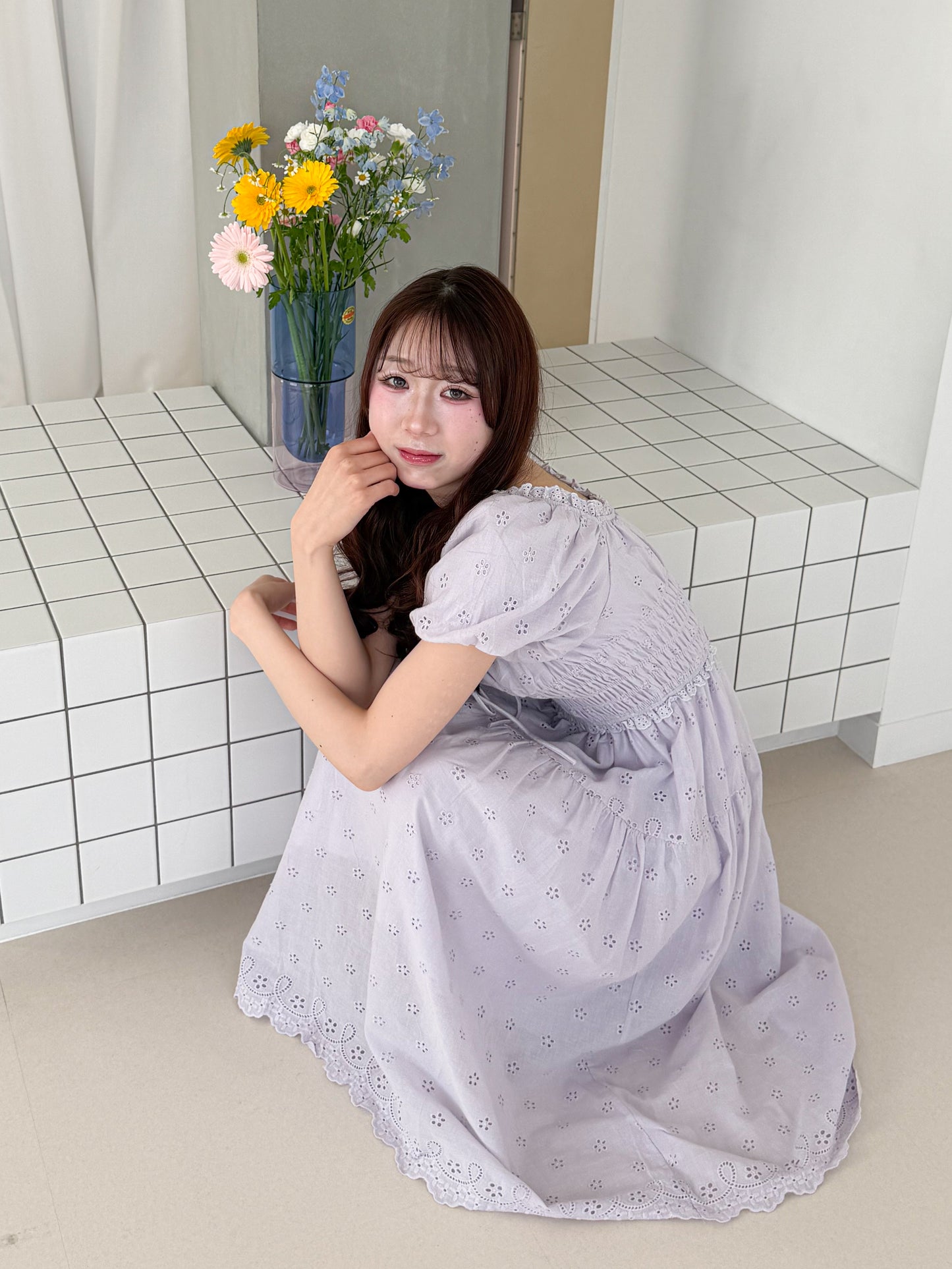 キャンブリックコットンロングワンピース