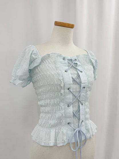 【Official限定価格】レースアップパフブラウス