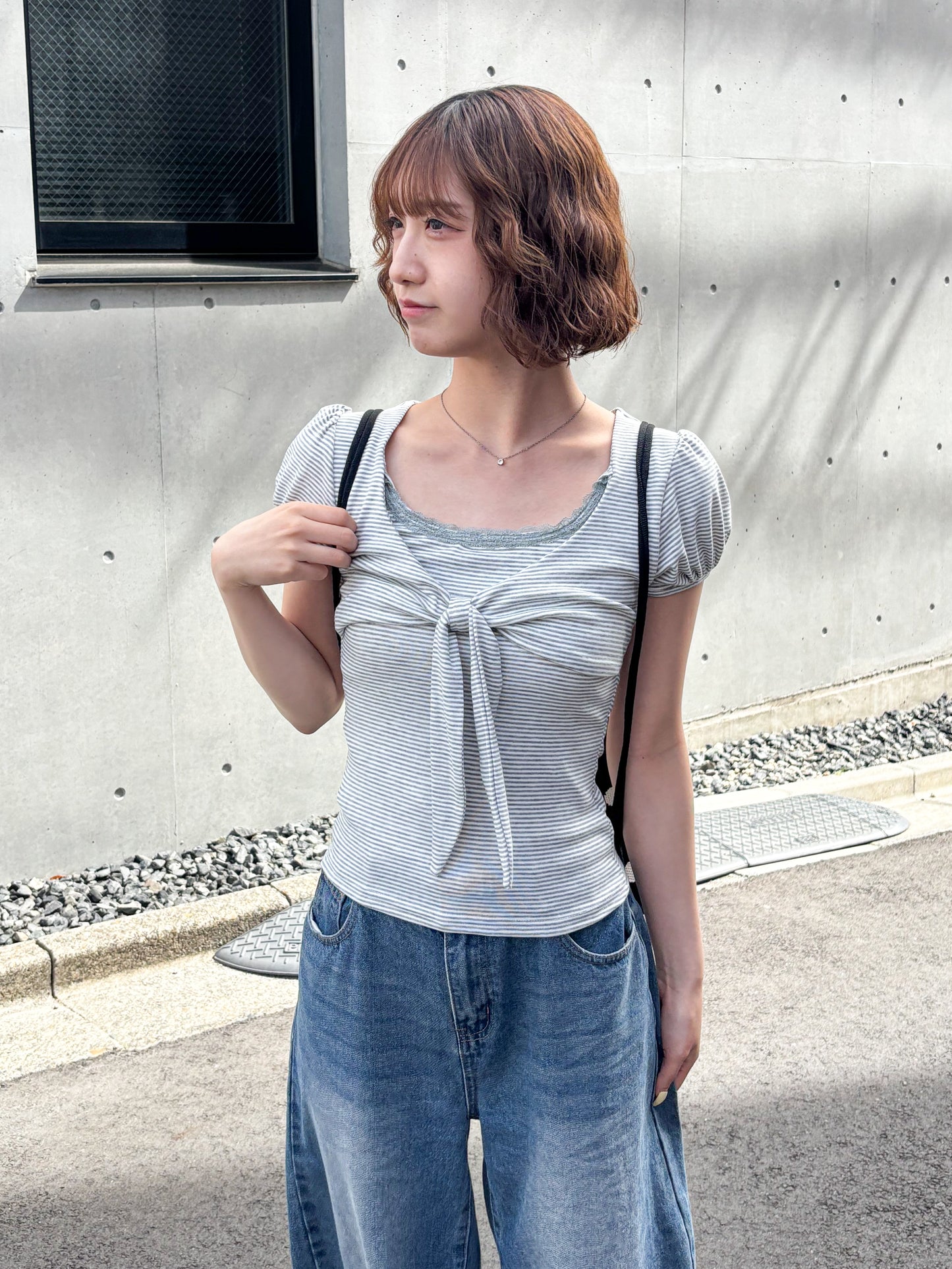 リボンボーダーTシャツ