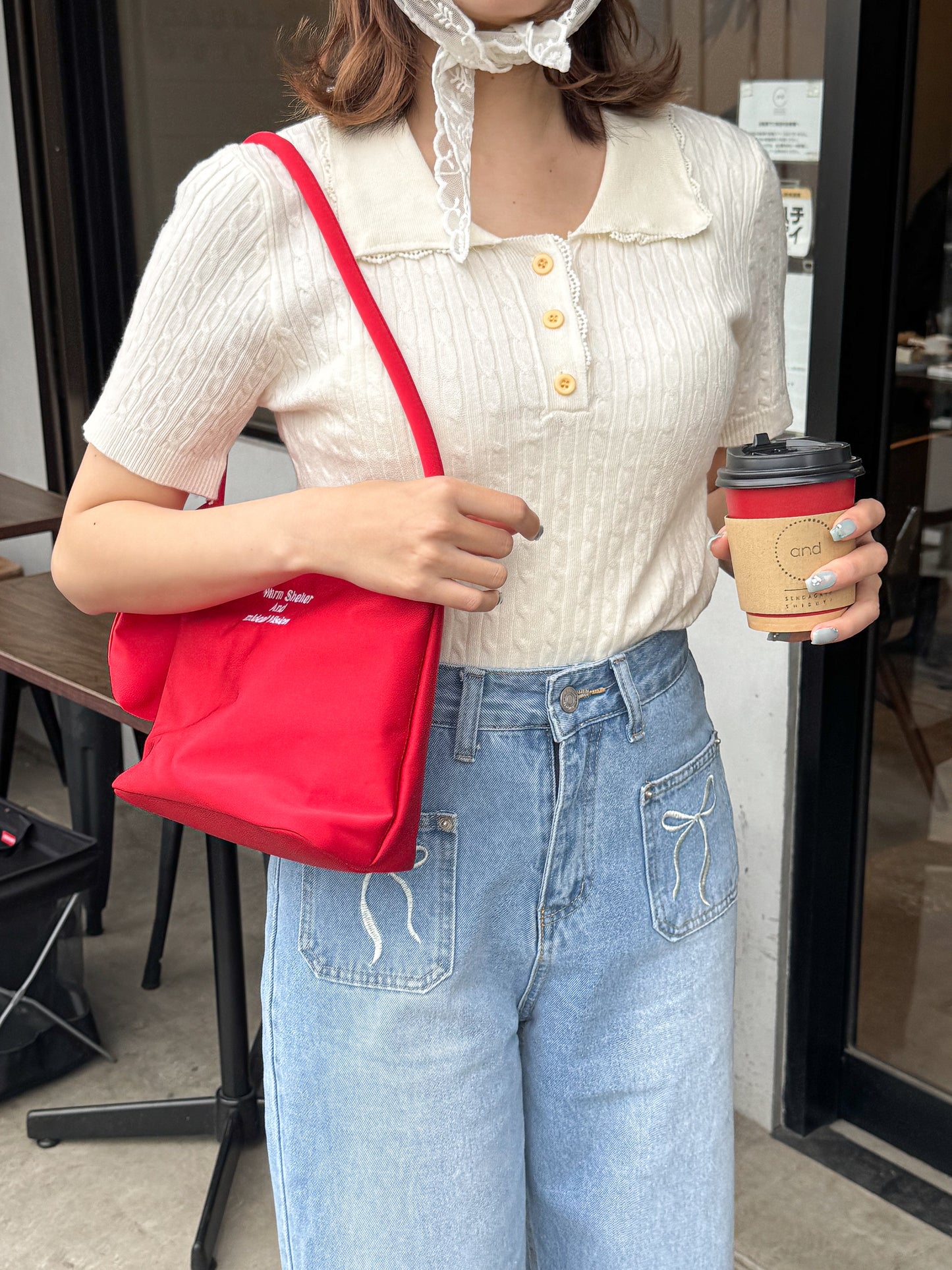 【Official限定価格】フリルリブニットポロ