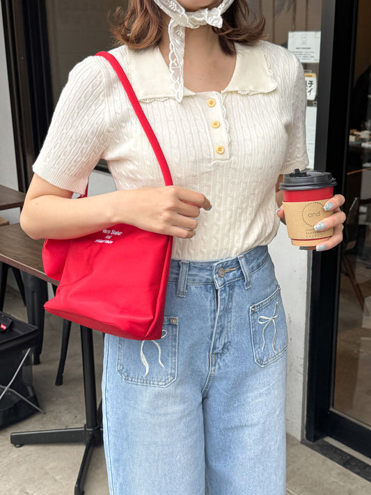 【Official限定価格】フリルリブニットポロ