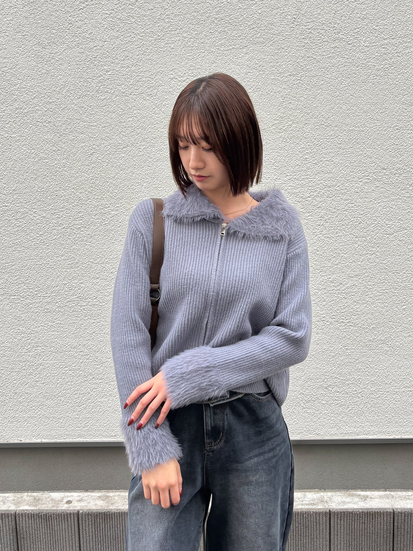 【Official限定価格】ジップ付きシャギードッキングニット