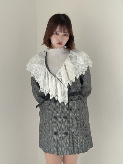 レース襟付きチェックジャケット