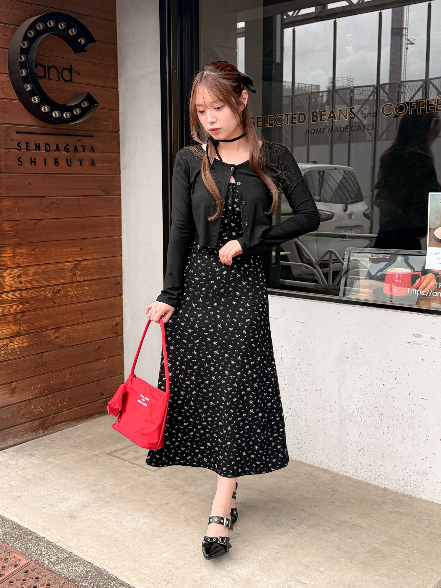 【Official限定価格】小花柄ロングキャミワンピース×カーディガンセット