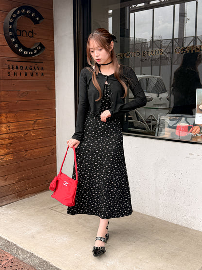 【Official限定価格】小花柄ロングキャミワンピース×カーディガンセット