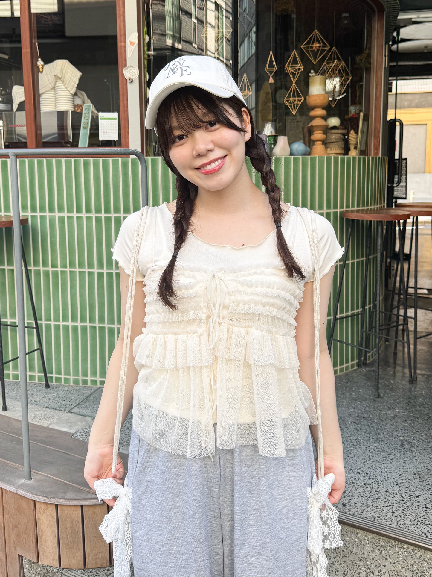 チュールキャミソール付きTシャツ