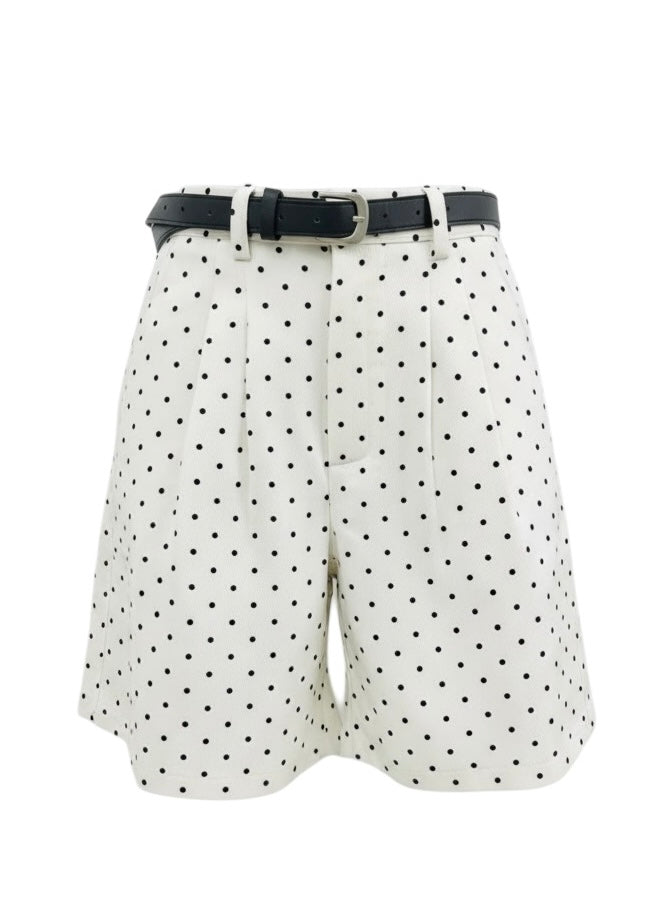 【Official限定価格】ベルト付きドットデニムハーフパンツ