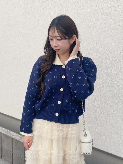 ミニハート柄襟付きニット