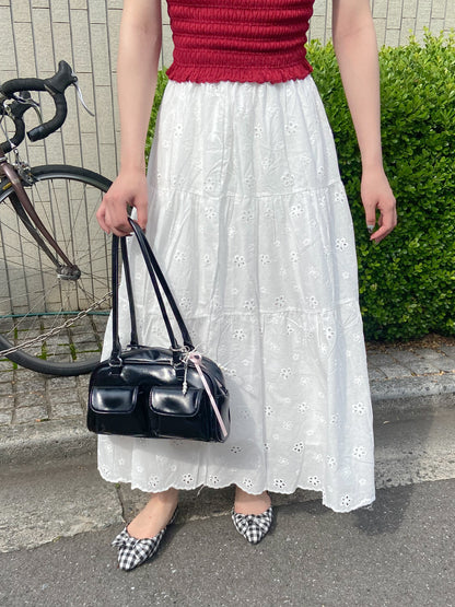 【Official限定】花刺繍コットンロングスカート