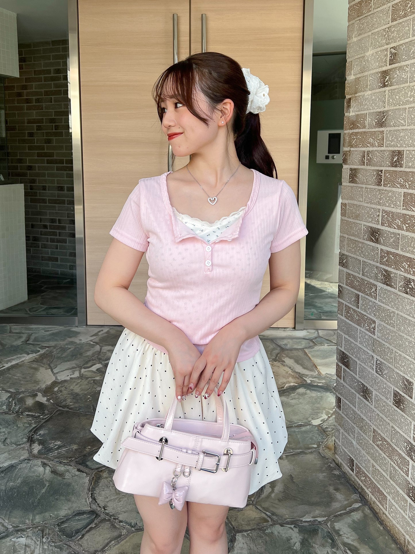 小花柄レイヤーTシャツ