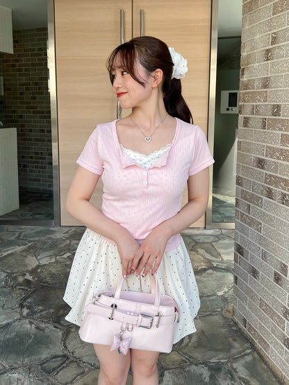 小花柄レイヤーTシャツ