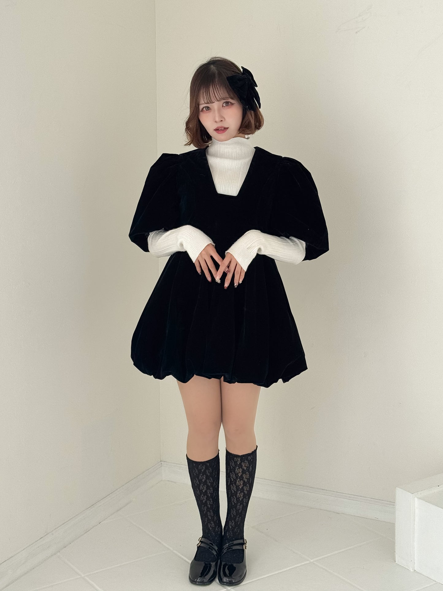 【Official限定】バルーンベロアワンピース