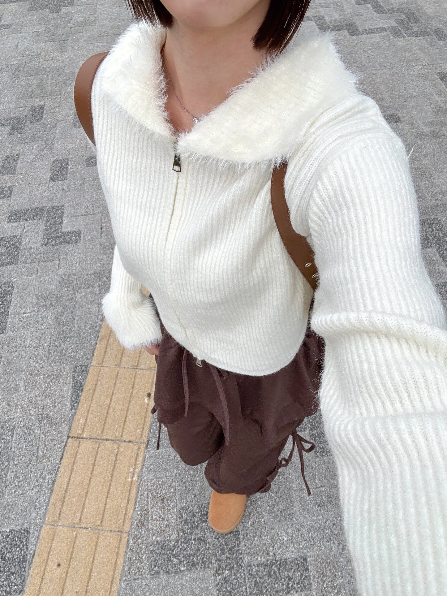 【Official限定価格】ジップ付きシャギードッキングニット