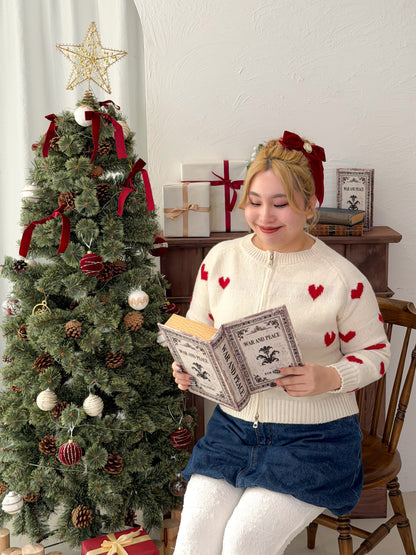 ジップ付きハートニット