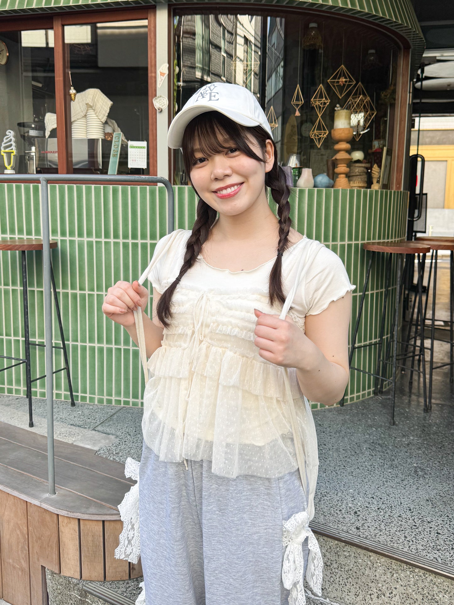 チュールキャミソール付きTシャツ