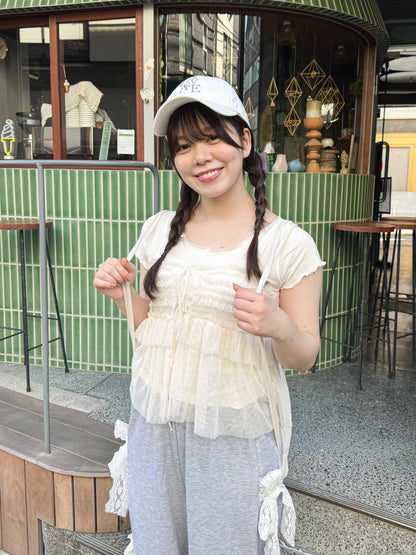チュールキャミソール付きTシャツ