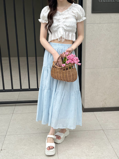 【Official限定】花刺繍コットンロングスカート