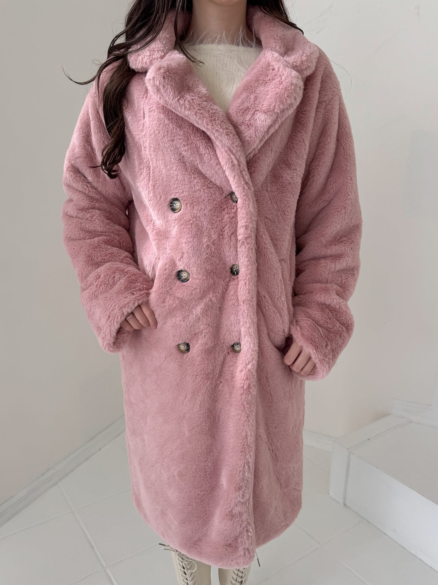 フェイクファーロングコート