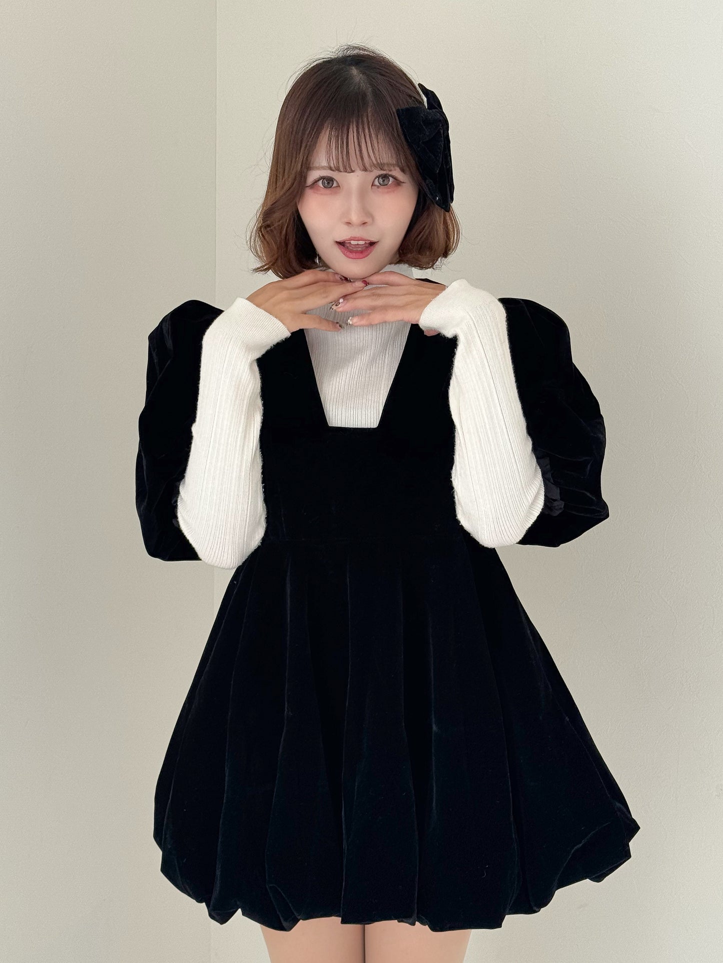 【Official限定】バルーンベロアワンピース