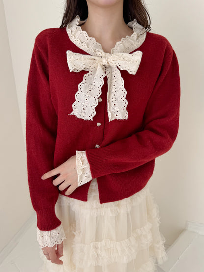 【Official限定価格】ボウタイハートボタンニット