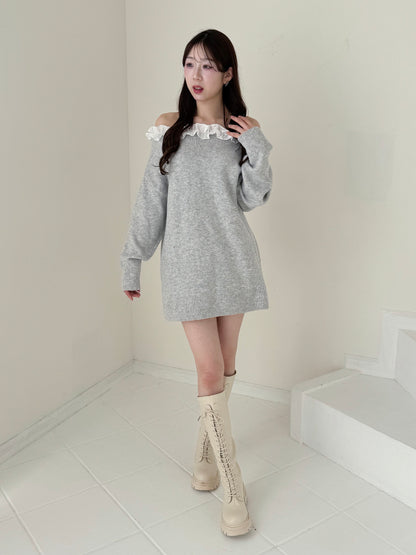 【Official限定価格】フリルニットミニワンピース