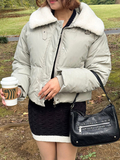 ボア襟付きパフブルゾン