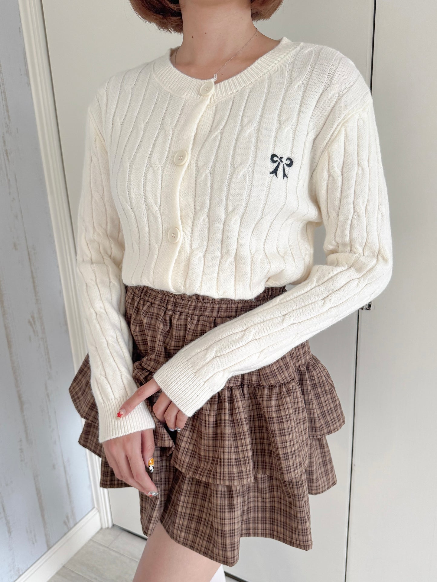 【Official限定価格】リボン刺繍ニットカーディガン