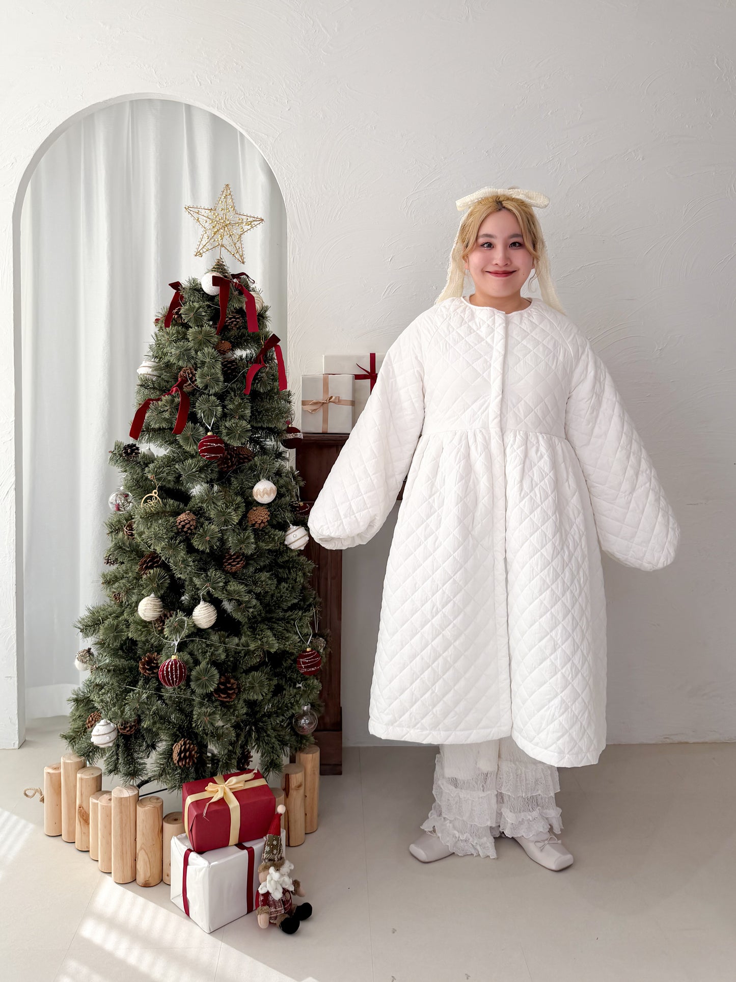 キルティングロングコート