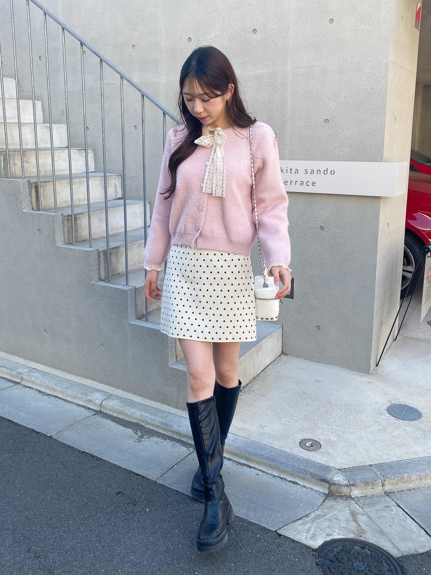 【Official限定価格】ドットニット台形スカート