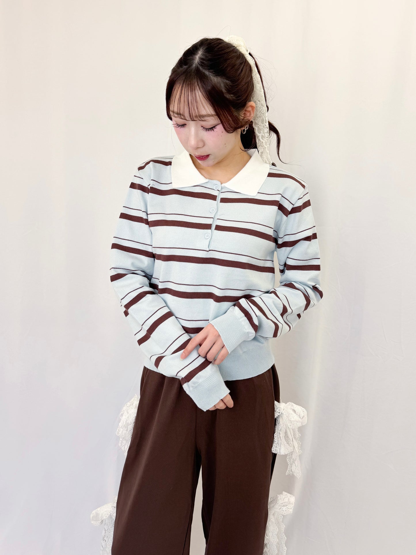 【Official限定価格】襟付きボーダーニットトップス