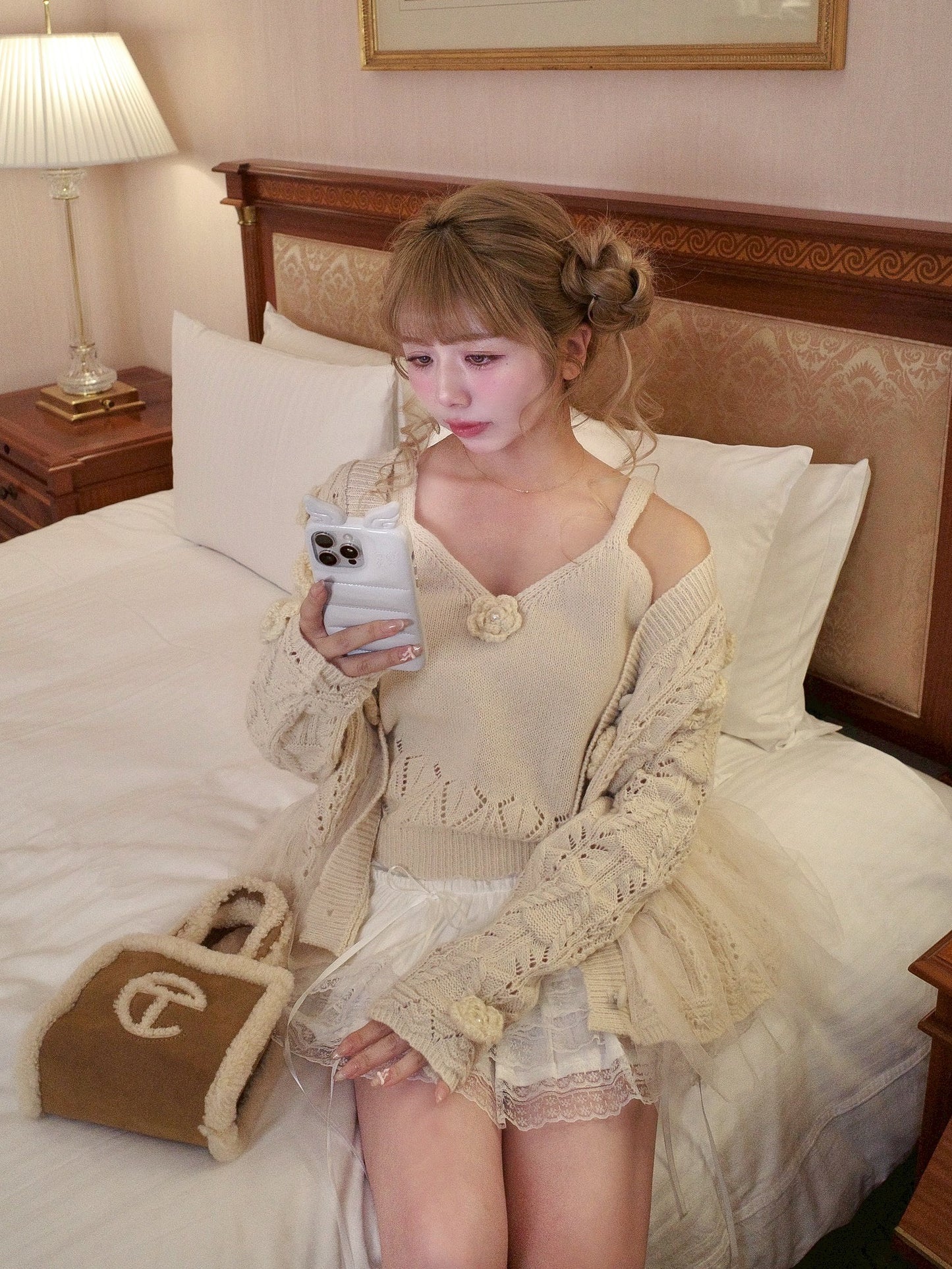 フラワーチュールアンサンブルニットカーディガン