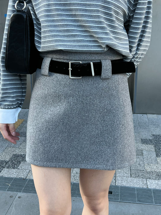【Official限定価格】ベルト付きブラッシュドミニスカート