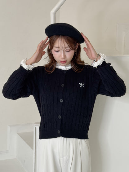 【Official限定価格】リボン刺繍ニットカーディガン