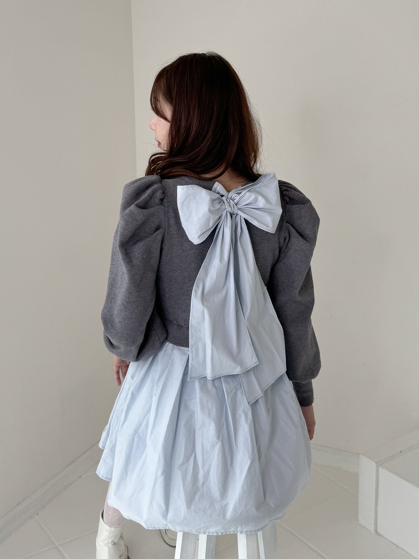【Official限定価格】バックリボンパフスリーブチュニック