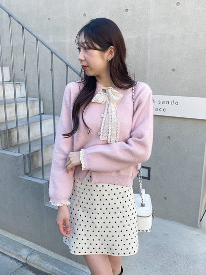 【Official限定価格】ボウタイハートボタンシャギーニット