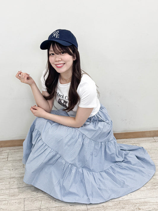 格子チェックティアードロングスカート