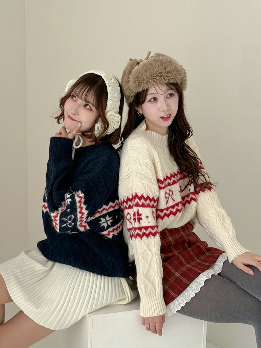 【Official限定価格】モチーフ柄ジャガードニット