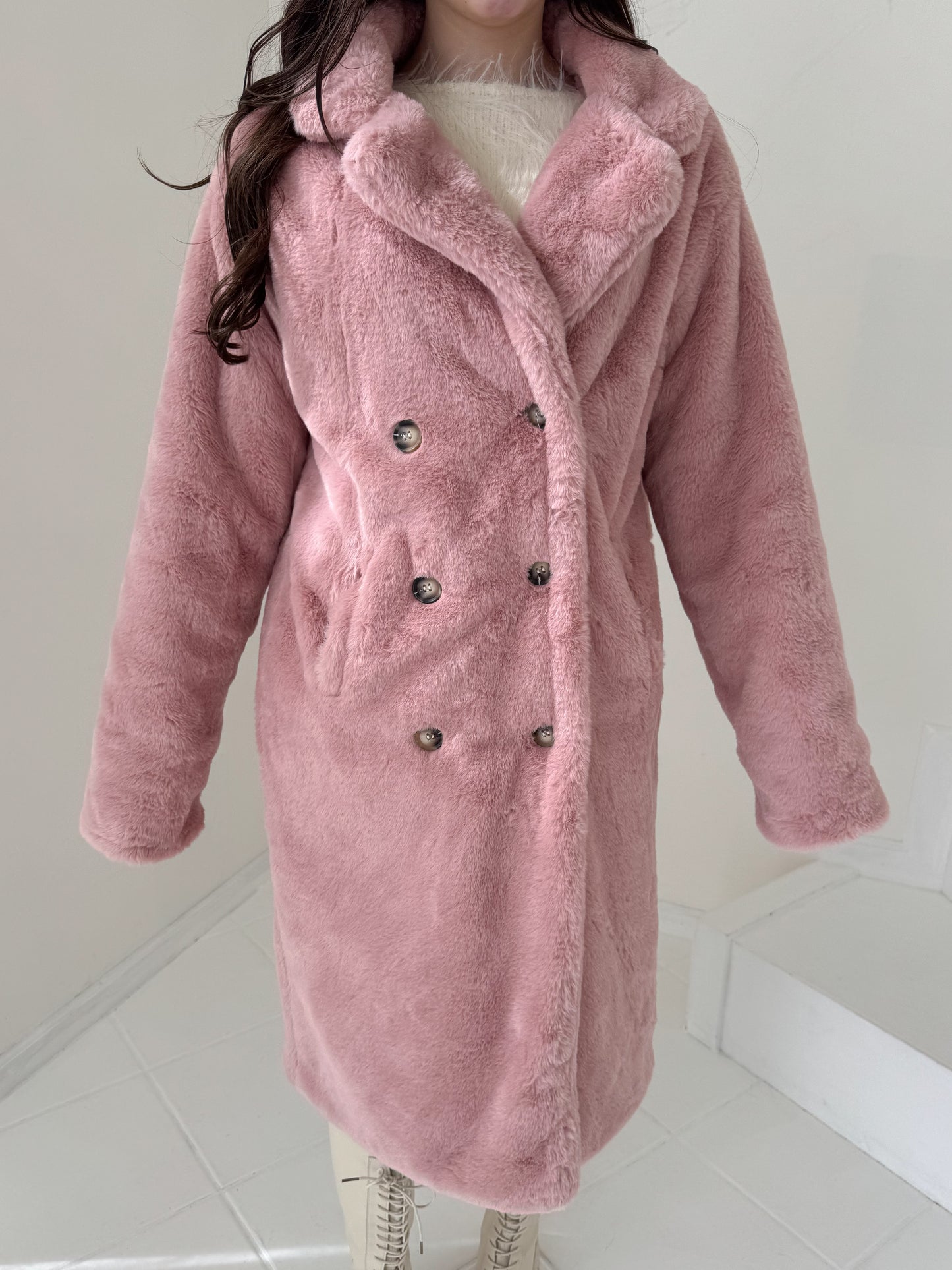 フェイクファーロングコート