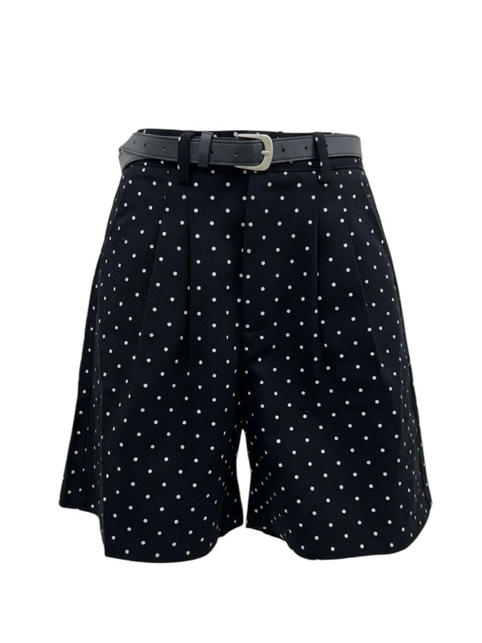 【Official限定価格】ベルト付きドットデニムハーフパンツ