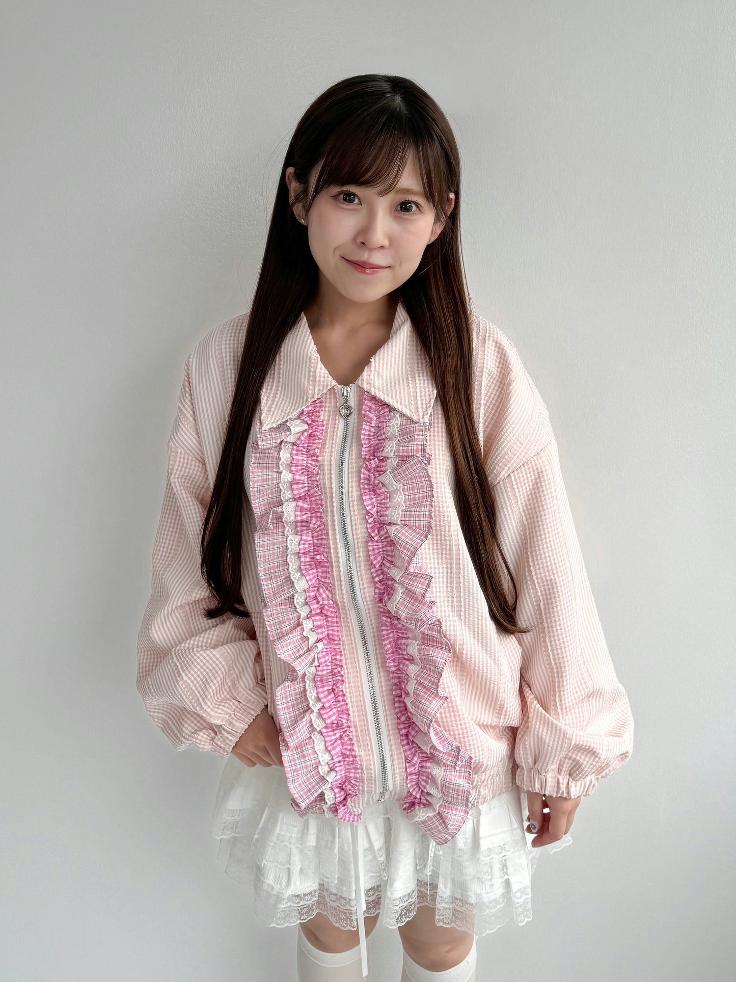 【Official限定価格】ギンガムチェックフリルブルゾン