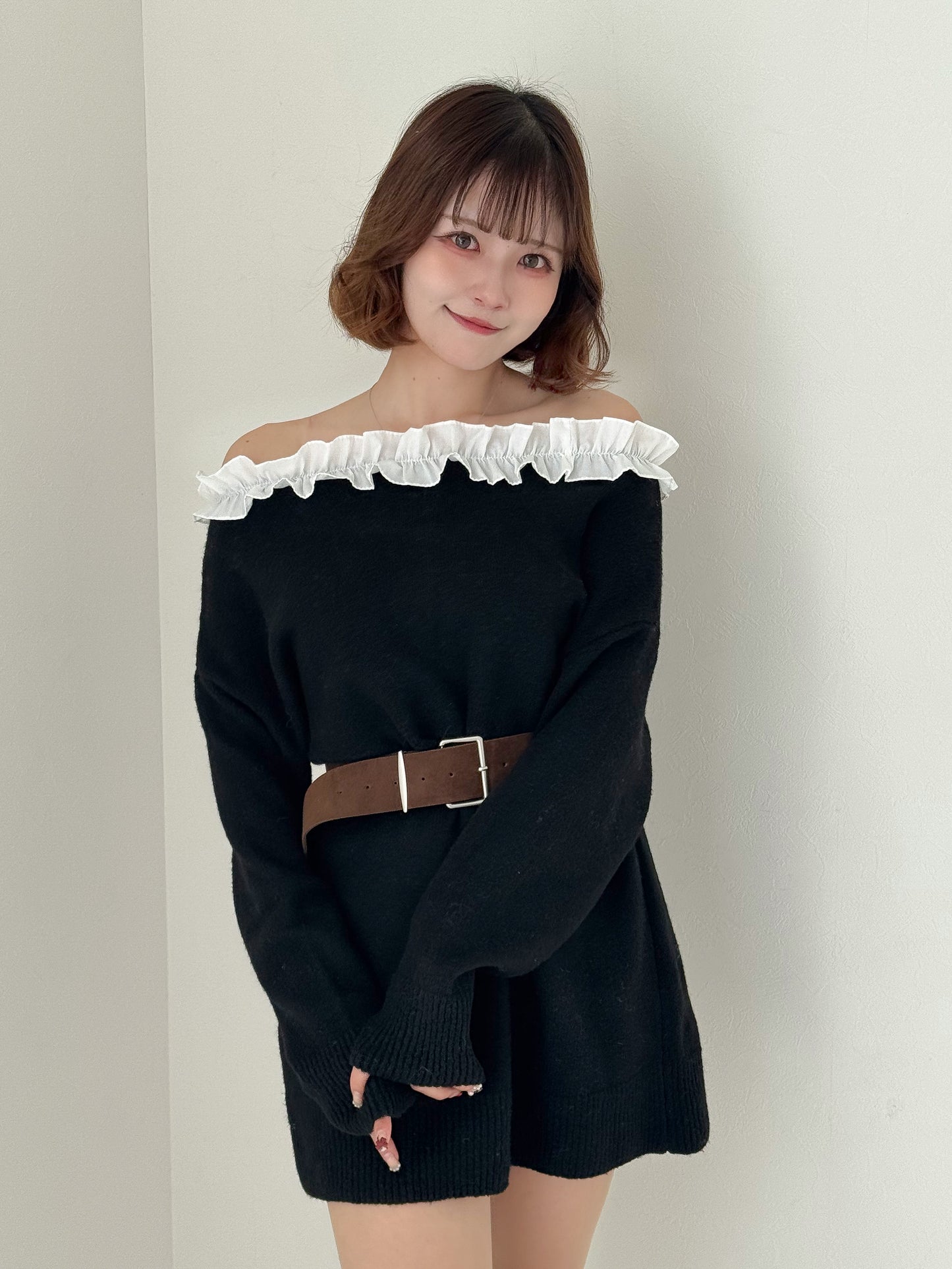 【Official限定価格】フリルニットミニワンピース