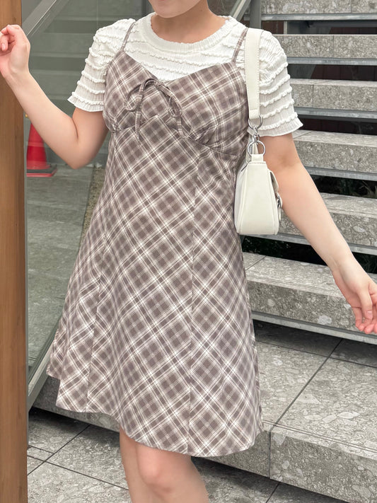 チェックキャミワンピース
