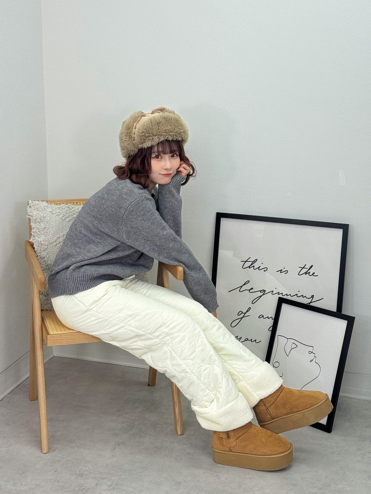 キルティングフリースパンツ