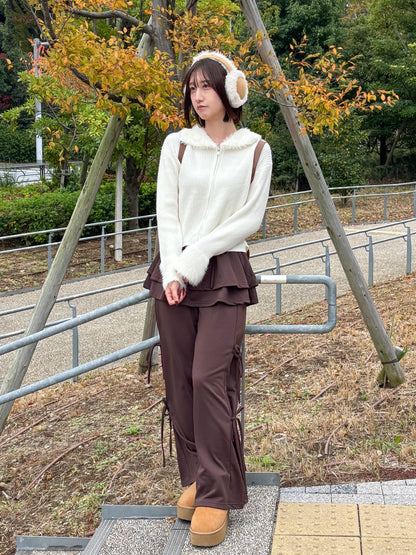 【Official限定価格】ジップ付きシャギードッキングニット