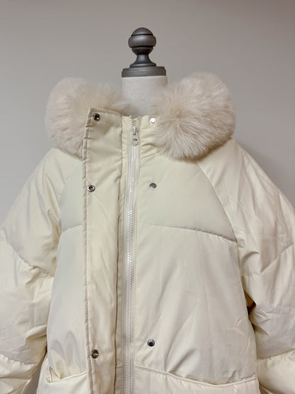 ファー付きロングパフコート