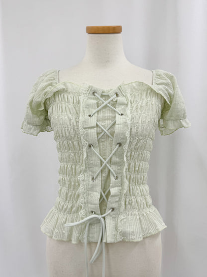 【Official限定価格】レースアップパフブラウス