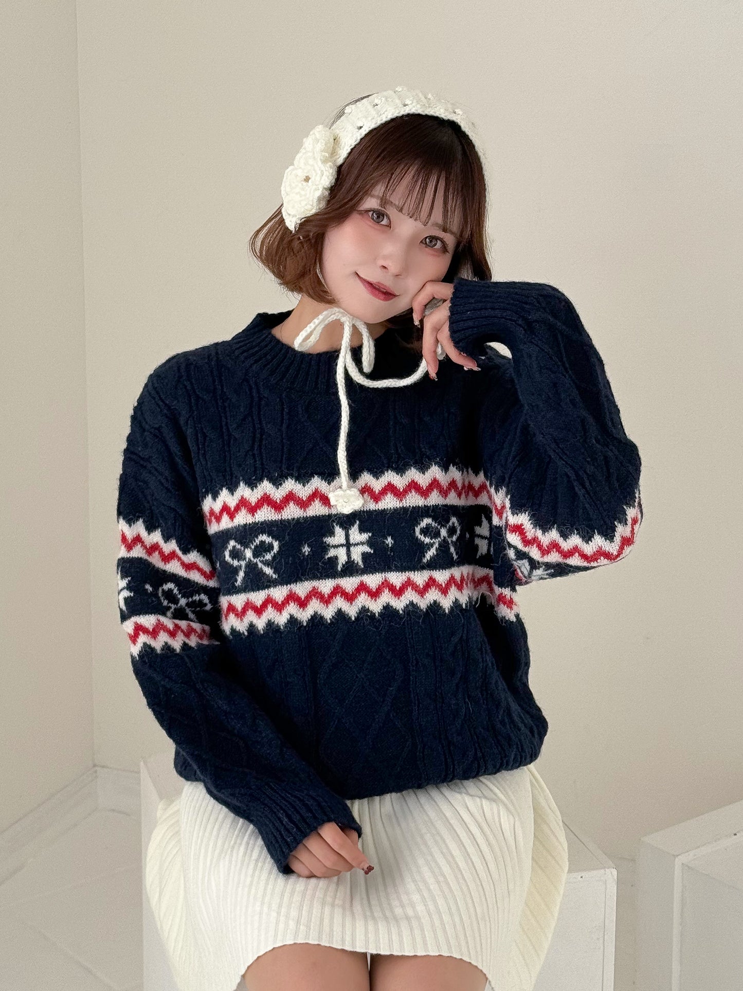 【Official限定価格】モチーフ柄ジャガードニット