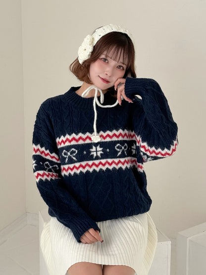 【Official限定価格】モチーフ柄ジャガードニット